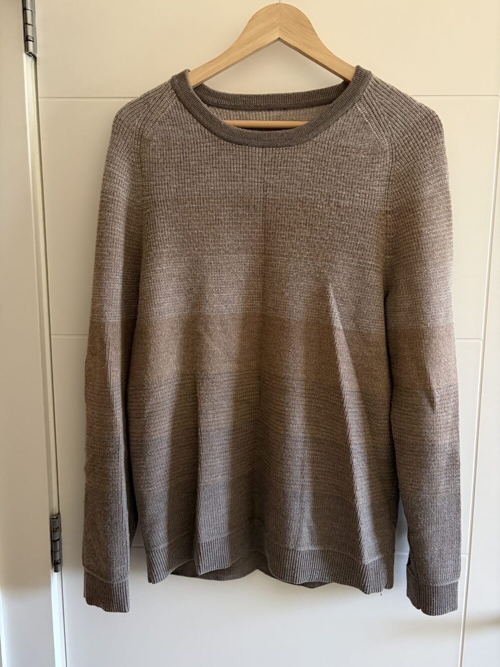 lululemon Textured Knit Crewneck Sweater Merino Taupe Brown Gradient Men's L